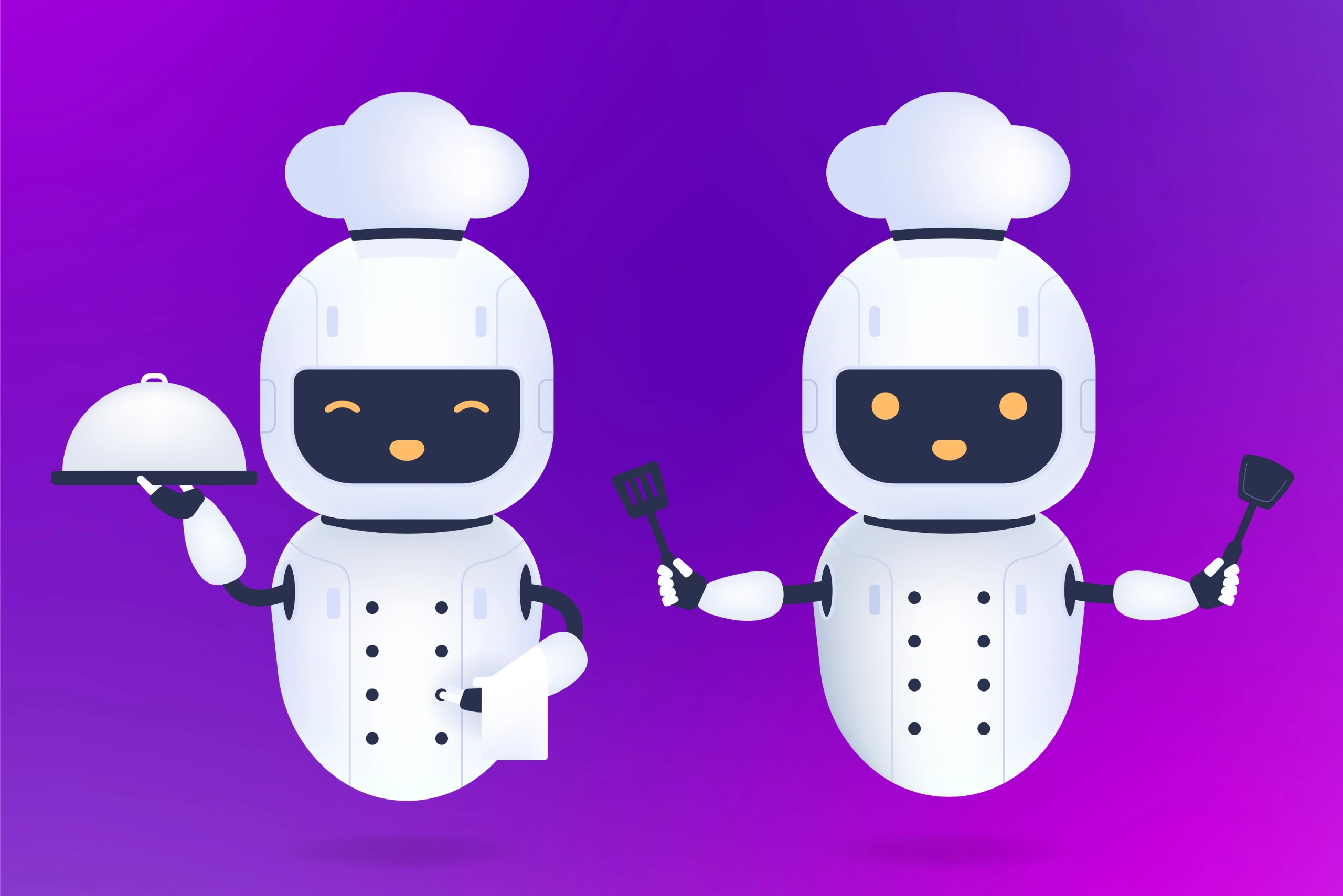 Two robots dressed as chegs meaning AI for Legacy